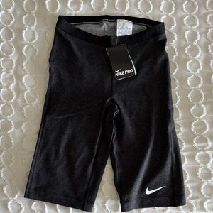 Nike Black Dri-FIT Compression Shorts with White Swoosh
